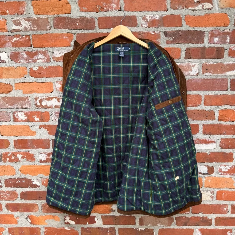 Polo‎ Ralph Lauren Brown Suede Field Jacket Plaid Lined Men’s XL